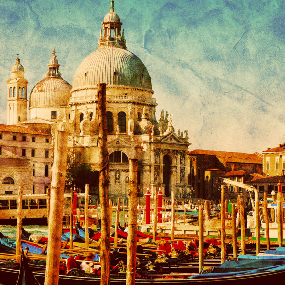 Vintage Landscape with Gondolas