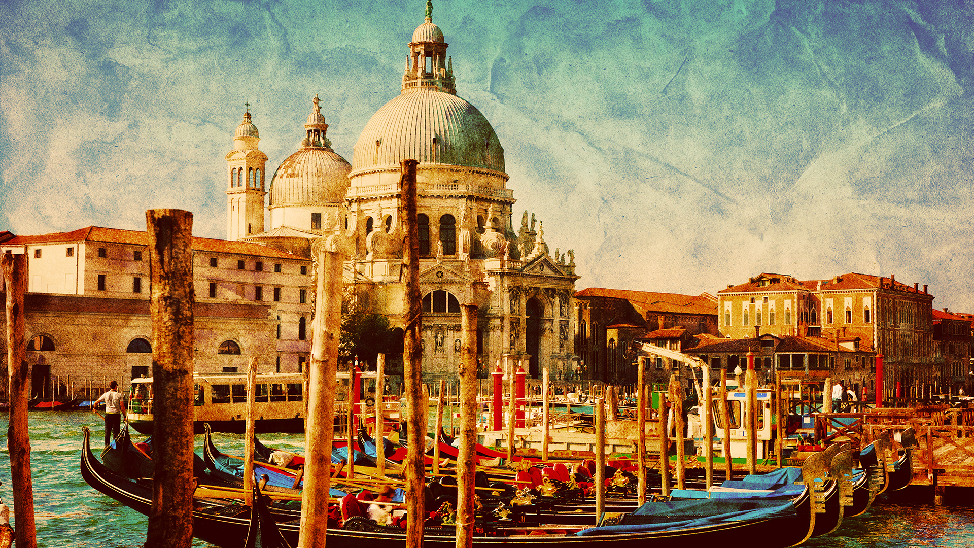 04 Vintage Landscape with Gondolas